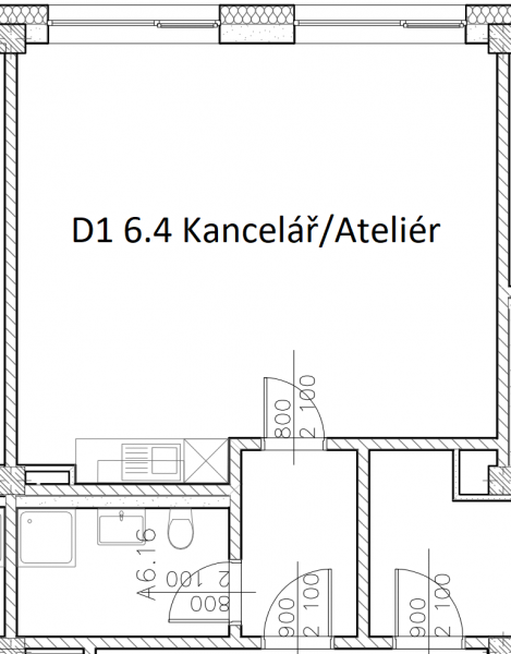 D1 6.4 Kancelář / Ateliér 46 m2