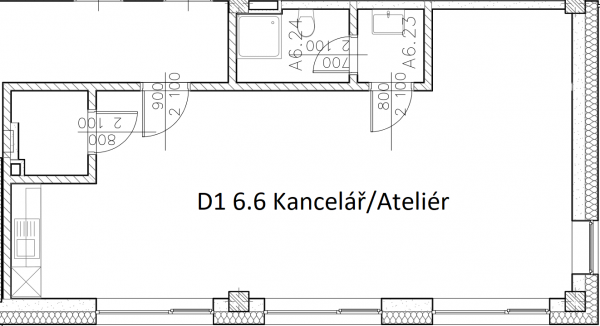 D1 6.6 Kancelář / Ateliér 54 m2