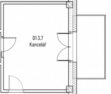D1 3.7 Kancelář s balkonem 30 m2