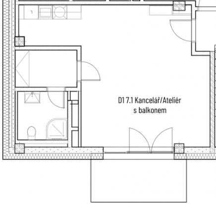 D1 7.1 Kancelář / Ateliér s balkonem 51 m2