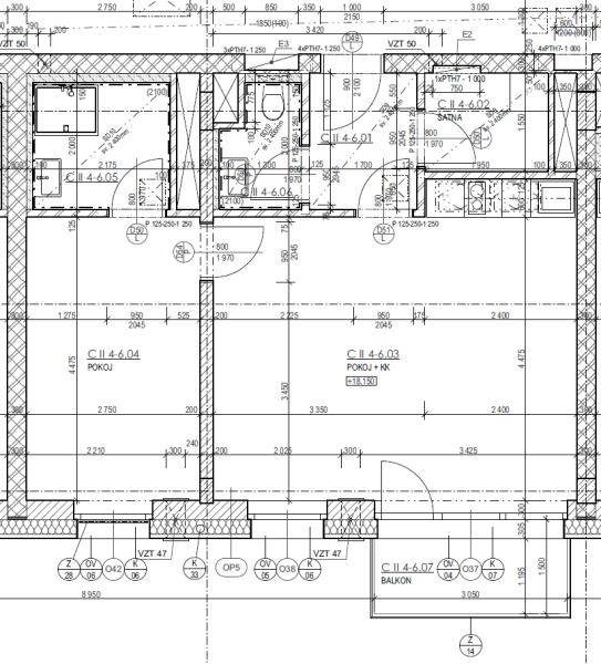 Byt 2+KK, 57,37 m2 - Půdorys základní - SVATOPETRSKA Brno